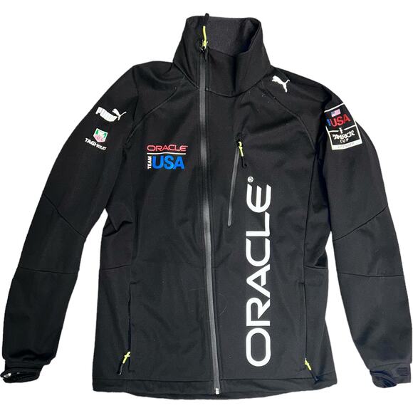 NWOT Puma Black Oracle Team USA America's Cup Hooded Coat CM1-168 Mens Small